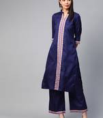 Navy-blue printed art silk kurtas-and-kurtis