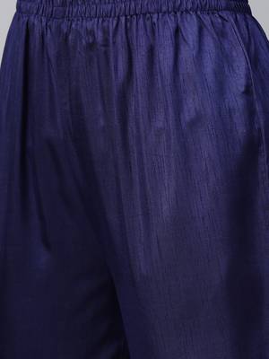 Navy-blue printed art silk kurtas-and-kurtis 5