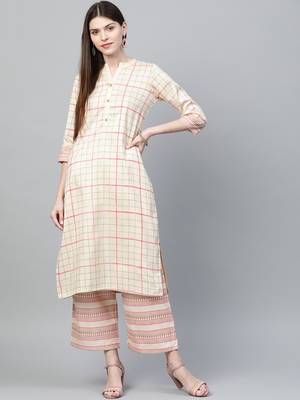 Cream printed art silk kurtas-and-kurtis 1