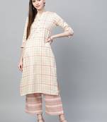 Cream printed art silk kurtas-and-kurtis