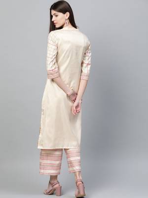 Cream printed art silk kurtas-and-kurtis 2