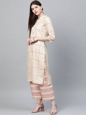 Cream printed art silk kurtas-and-kurtis 3