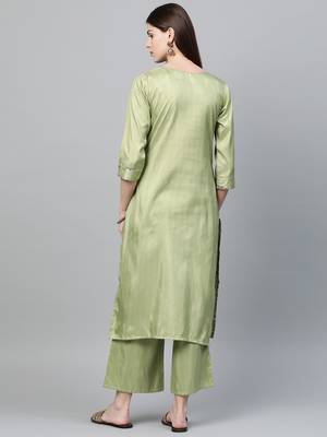 Green printed art silk kurtas-and-kurtis 2