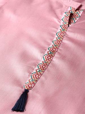 Pink printed art silk kurtas-and-kurtis 5