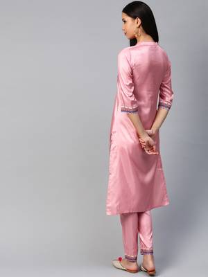Pink printed art silk kurtas-and-kurtis 2