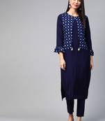 Navy-blue printed rayon kurtas-and-kurtis