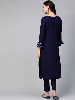 Navy-blue printed rayon kurtas-and-kurtis 2