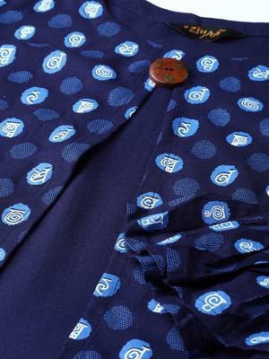 Navy-blue printed rayon kurtas-and-kurtis 4