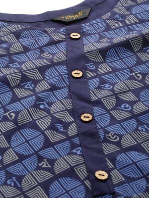 Navy-blue printed rayon kurtas-and-kurtis 5