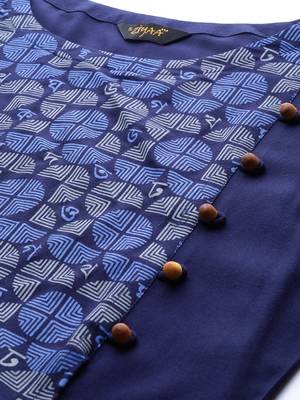 Navy-blue printed rayon kurtas-and-kurtis 5