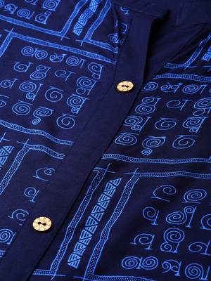 Navy-blue printed rayon kurtas-and-kurtis 5