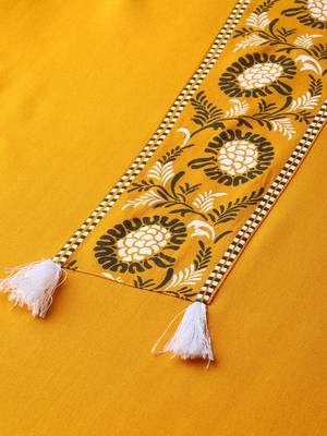 Mustard printed rayon kurtas-and-kurtis 5