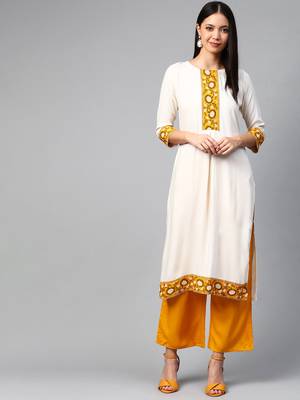 Off-white printed rayon kurtas-and-kurtis 1