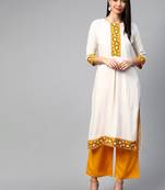 Off-white printed rayon kurtas-and-kurtis