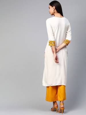 Off-white printed rayon kurtas-and-kurtis 2