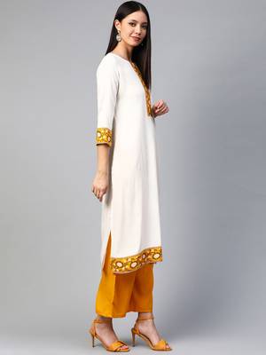 Off-white printed rayon kurtas-and-kurtis 3
