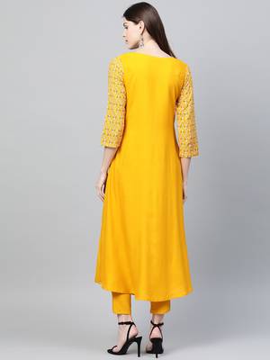 Mustard printed rayon kurtas-and-kurtis 2