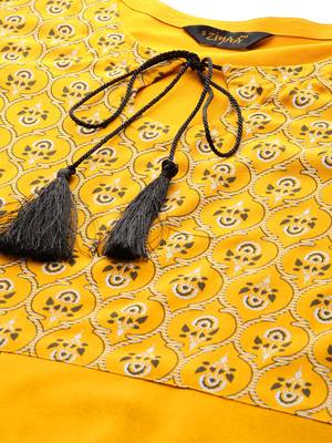 Mustard printed rayon kurtas-and-kurtis 4