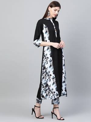 Black printed rayon kurtas-and-kurtis 3