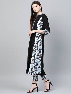 Black printed rayon kurtas-and-kurtis 4