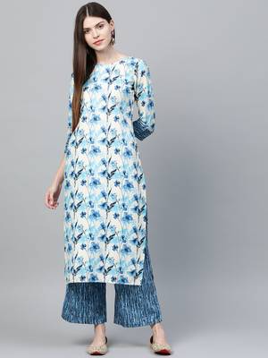Cream printed rayon kurtas-and-kurtis 1