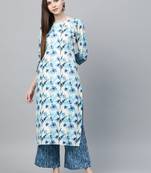 Cream printed rayon kurtas-and-kurtis