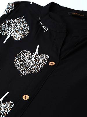 Black printed rayon kurtas-and-kurtis 4