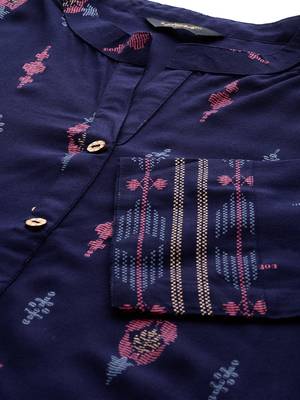 Navy-blue printed rayon kurtas-and-kurtis 5