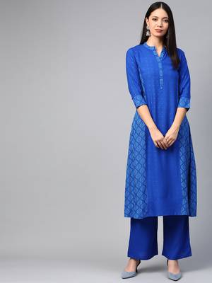 Blue printed rayon kurtas-and-kurtis 1