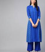 Blue printed rayon kurtas-and-kurtis
