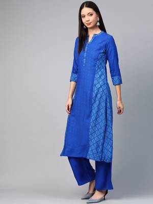 Blue printed rayon kurtas-and-kurtis 3