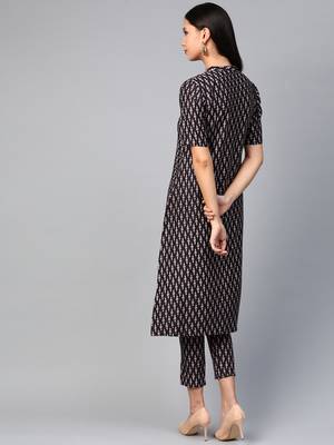 Navy-blue printed rayon kurtas-and-kurtis 2