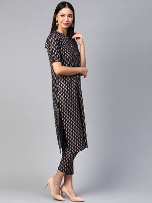 Navy-blue printed rayon kurtas-and-kurtis 3