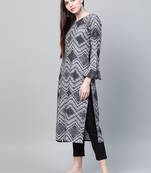 Black printed rayon kurtas-and-kurtis