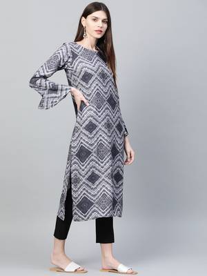 Black printed rayon kurtas-and-kurtis 3