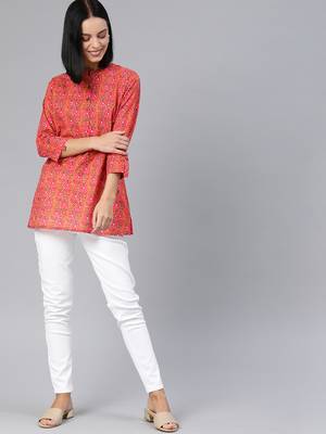 Orange printed cotton tunics 1