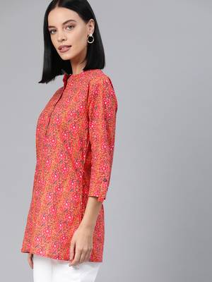 Orange printed cotton tunics 2