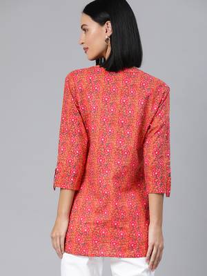Orange printed cotton tunics 3