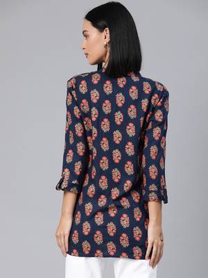Blue printed viscose rayon tunics 3