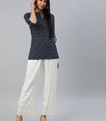 Navy-blue printed cotton tunics
