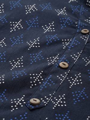 Navy-blue printed cotton tunics 4