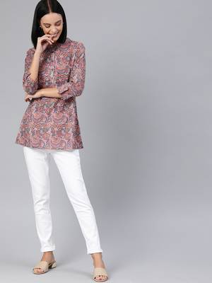 Grey printed cotton tunics 1