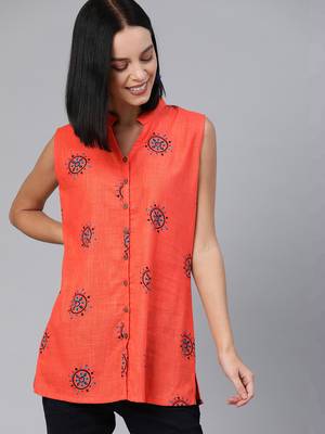Orange printed cotton tunics 1