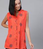 Orange printed cotton tunics