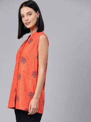 Orange printed cotton tunics 2