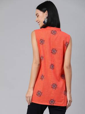 Orange printed cotton tunics 3