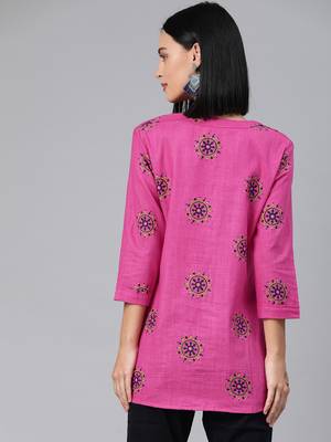 Pink printed cotton tunics 3