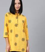Yellow printed cotton tunics