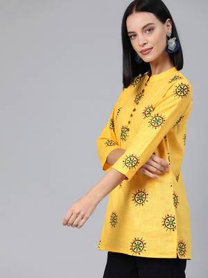 Yellow printed cotton tunics 2