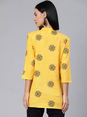 Yellow printed cotton tunics 3